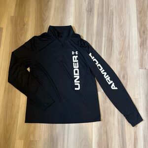 Under Armour Black Athletic Quarter Zip Pullover with White Logo